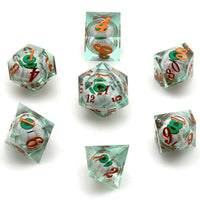 Thumbnail for Eye Ball in Green & Clear Liquid Filled Sharp Resin - 7pcs RPG Dice Set