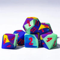 Thumbnail for Blue & Yellow Layered Silicone - 7pcs RPG Full Dice Set