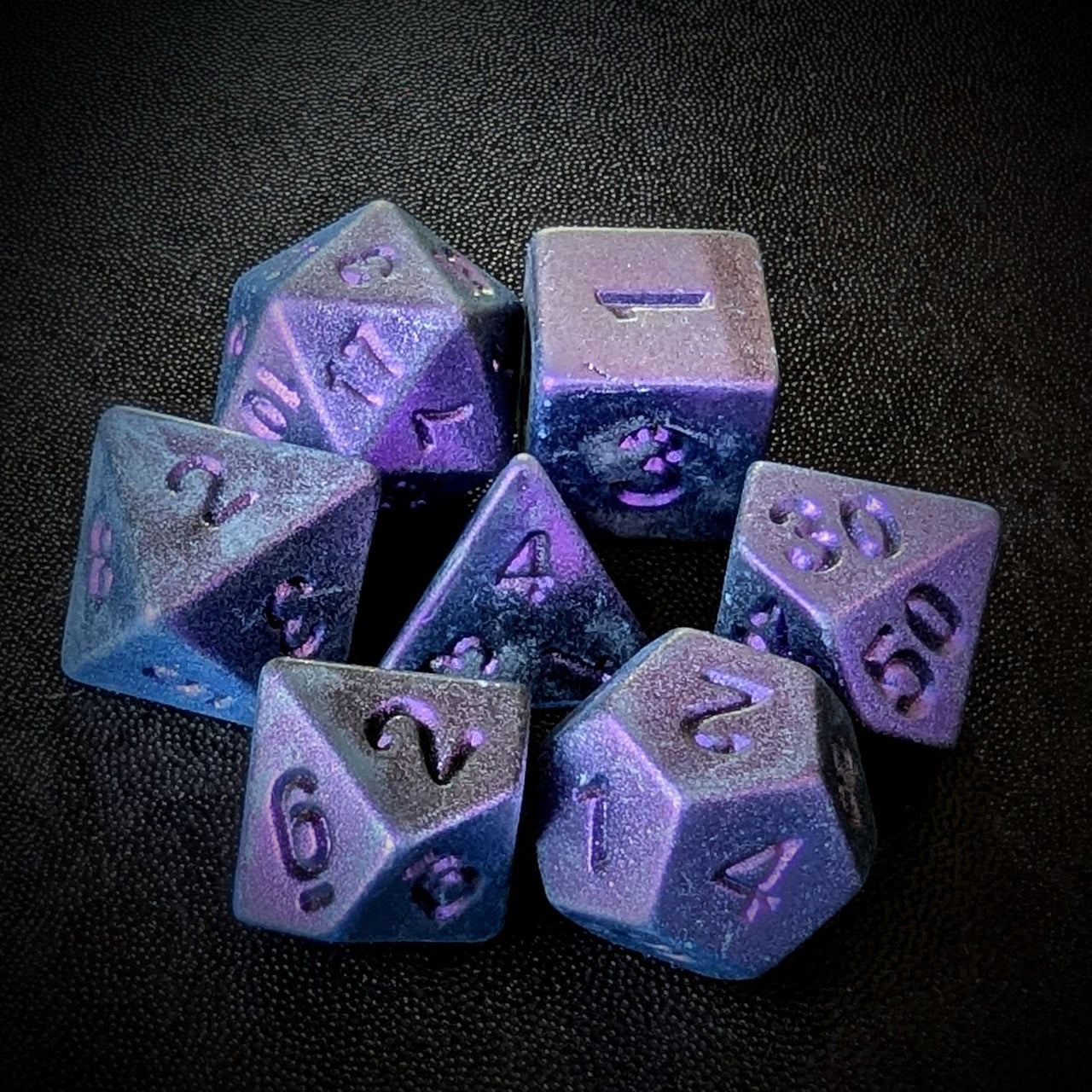 Frosted Purple Metallic Acrylic - 7pcs RPG Dice Set