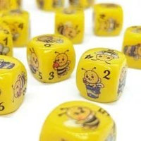 Thumbnail for 6pcs D6 16mm Dice Acrylic Printed Bee Yellow