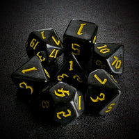 Thumbnail for Yellow on Solid Black Acrylic - 7pcs RPG Full Dice Set Top