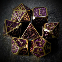 Thumbnail for Purple Enamel in Gold Metal - 7pcs RPG Dice Set