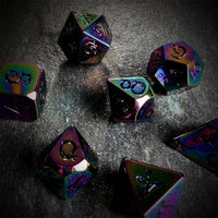 Thumbnail for Rainbow Metal with Purple Dragon Font - 7pcs RPG Dice Set