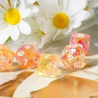 Thumbnail for 7pcs Dice Resin Swirl White Font Pink Orange