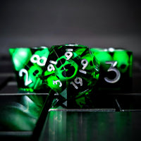 Thumbnail for Skull in Green Filled Sharp Resin - 7pcs RPG Dice Set