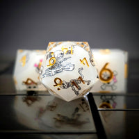 Thumbnail for 7pcs Dice Sharp Filled Skeleton Gold Font White