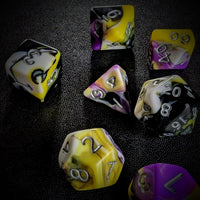 Thumbnail for 7pcs Dice Acrylic Blend Silver Font Purple Black Yellow