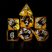 Thumbnail for Clear Yellow Acrylic - 7pcs RPG Full Dice Set Dark Stack