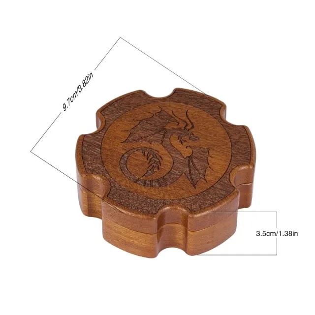 Dragon on Sapele Wood with 7 Slots -  Magnetic Cog Dice Storage