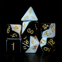 Thumbnail for Blend of Black & White Acrylic - 7pcs RPG Full Dice Set Dark Stack