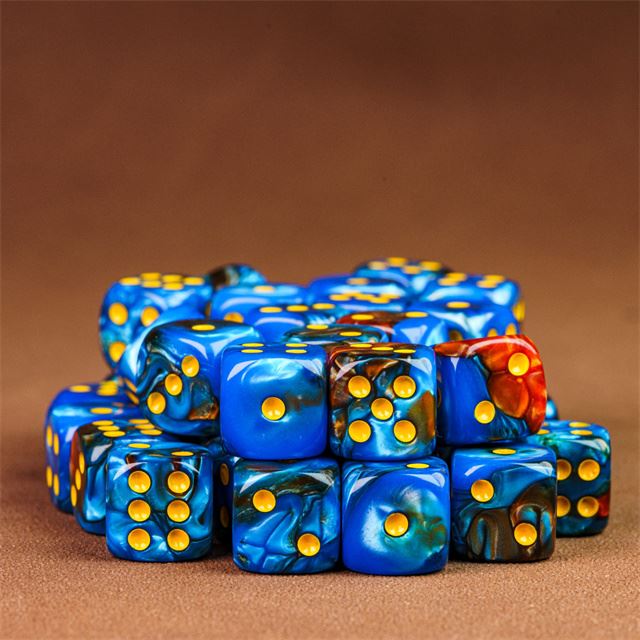 12mm Blue & Brown Acrylic - 10pcs D6 RPG Dice Set