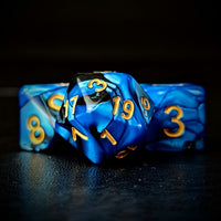 Thumbnail for Blend of Black & Blue Acrylic - 7pcs RPG Full Dice Set Close