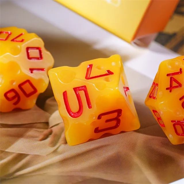 Yellow Cheese Resin -  7pcs RPG Dice Set