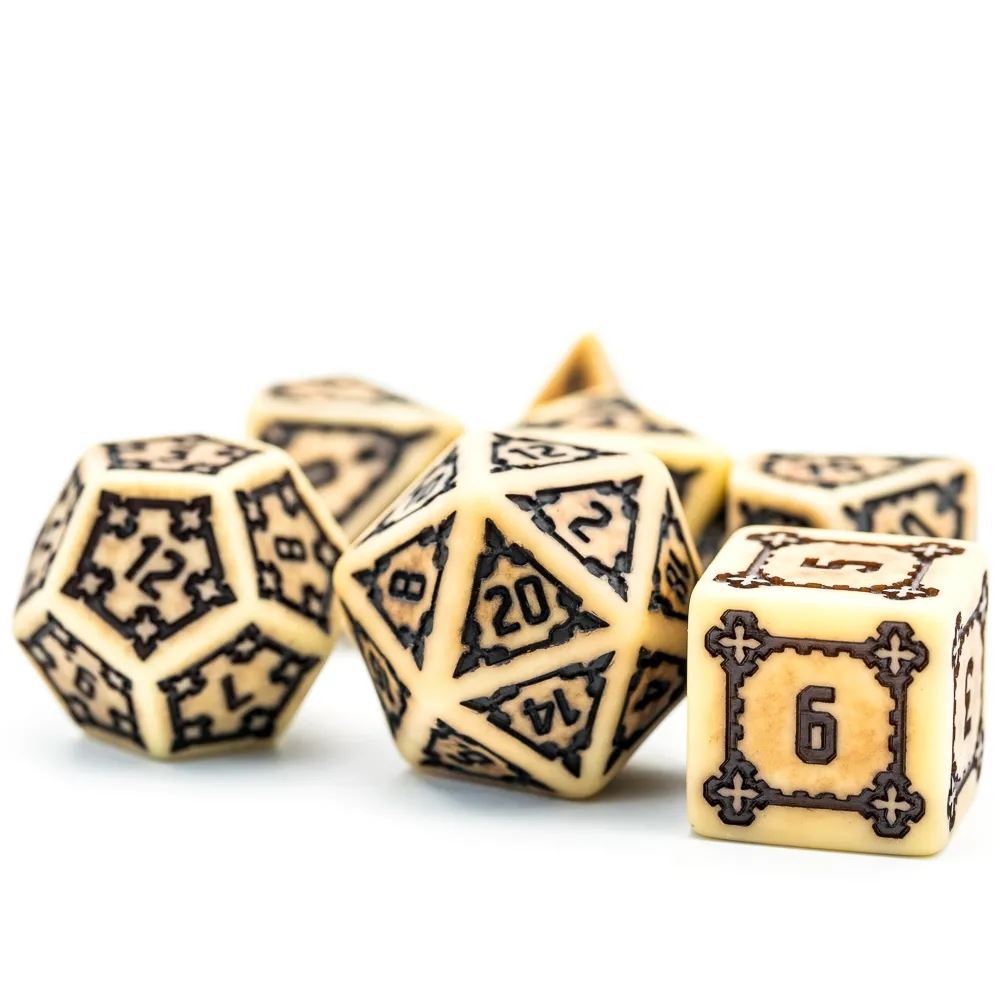 Castle on Dragon Bone Resin - 7pcs RPG Oversized Dice Set