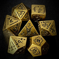 Thumbnail for 7pcs RPG Full Dice Set - Black Pattern on Gold Resin