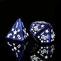 Thumbnail for 7pcs Dice Acrylic Pattern Stars Gold Font Blue