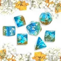 Thumbnail for 7pcs Dice Resin Glitter White Font Glitter Blue