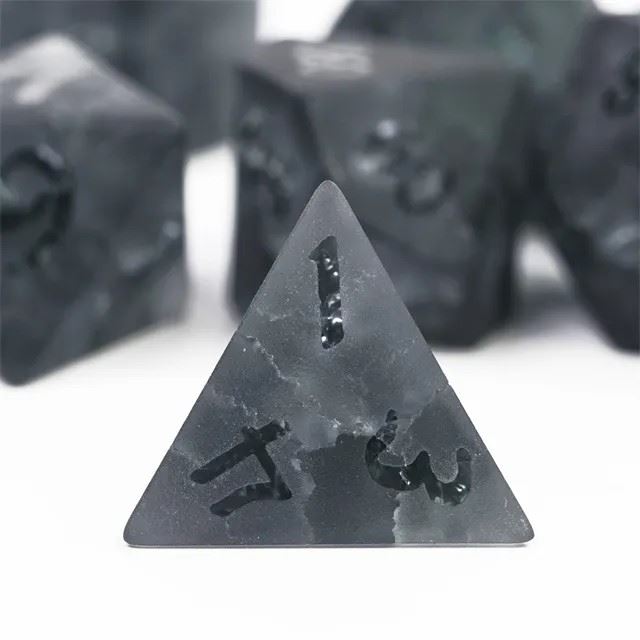 Cracked & Frosted Grey Glass - 7pcs RPG Dice Set