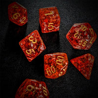 Thumbnail for Silver Foil in Clear & Red Resin - 7pcs RPG Full Dice Set