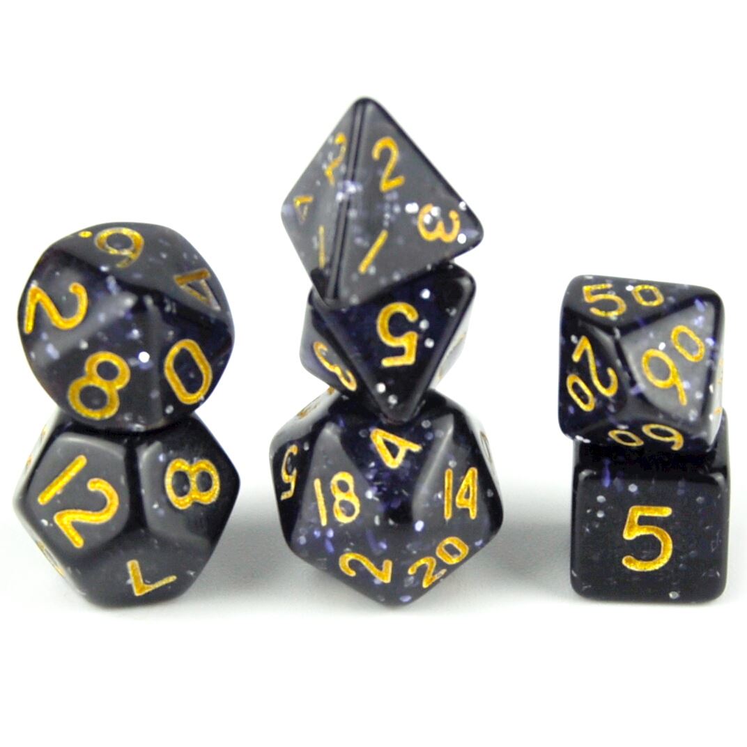 Glitter in Black Acrylic - 7pcs RPG Mini Dice Set