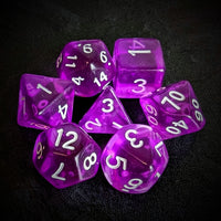 Thumbnail for Clear Purple Acrylic - 7pcs RPG Full Dice Set Top