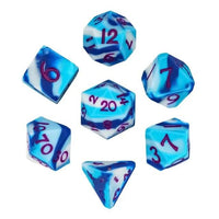 Thumbnail for Blue & White Layered Silicone - 7pcs RPG Full Dice Set