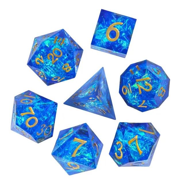 Candy in Blue Mini Sharp Resin - 7pcs RPG Dice Set