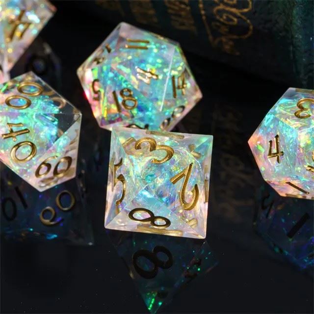 Candy in Clear Mini Sharp Resin - 7pcs RPG Dice Set