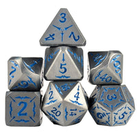 Thumbnail for Blue Sword in Silver Metal - 7pcs RPG Dice Set