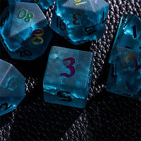 Thumbnail for Cracked & Frosted Blue Glass - 7pcs RPG Dice Set