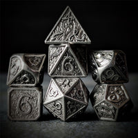 Thumbnail for Silver Metal with Dragon Font - 7pcs RPG Dice Set