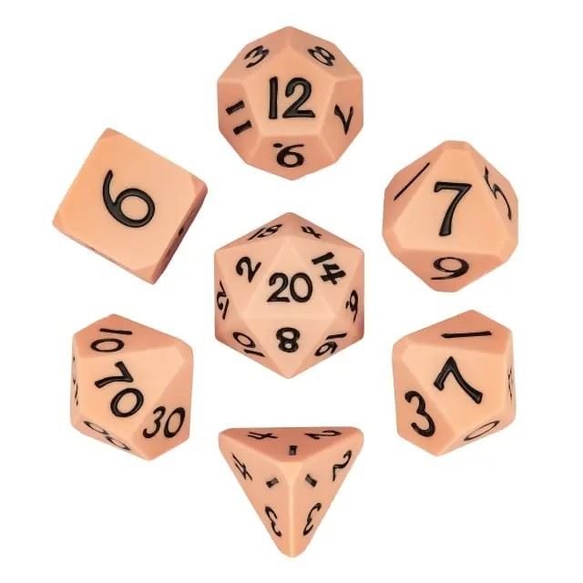 Black on Solid Pink Silicone - 7pcs RPG Full Dice Set