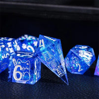 Thumbnail for Cats on Blue with Candy Sharp Resin - 7pcs RPG Dice Set