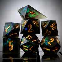 Thumbnail for Green Candy in Frosted Black Sharp Resin - 7pcs RPG Dice Set