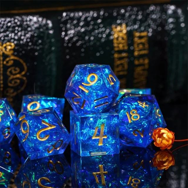 Candy in Blue Mini Sharp Resin - 7pcs RPG Dice Set