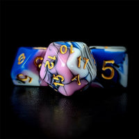 Thumbnail for 7pcs Dice Acrylic Blend Gold Font White Pink Blue Black