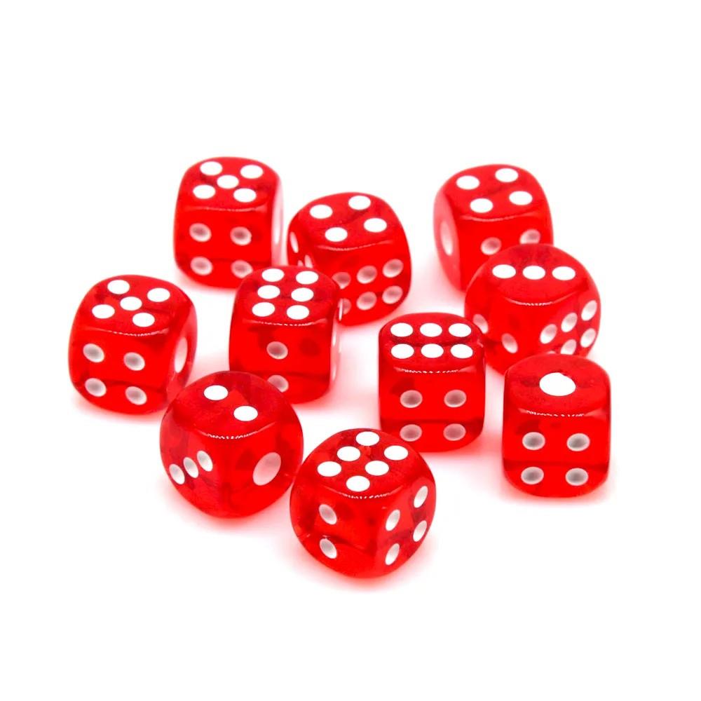 30pcs D6 12mm Dice Acrylic Pip White Font Clear Red