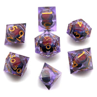 Thumbnail for Blue Dragon Eye Ball in Clear & Purple Filled Sharp Resin - 7pcs RPG Dice Set