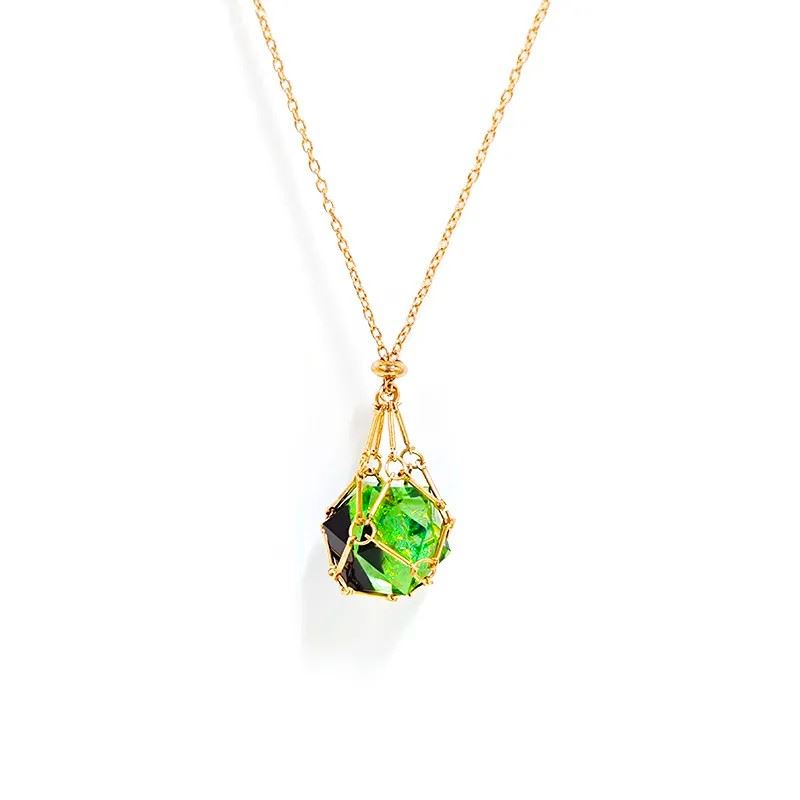 Black & Green with Gold Chain D20 Necklace