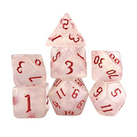 Thumbnail for Glitter in White Acrylic with Red Font - 7pcs RPG Full Dice Set White Stack