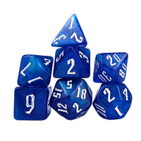 Thumbnail for Glitter in Blue & White Acrylic - 7pcs RPG Full Dice Set White Stack