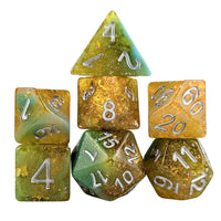 Thumbnail for Glitter in Orange & Cyan Resin - 7pcs RPG Full Dice Set