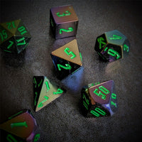 Thumbnail for Rainbow & Purple Metallic Acrylic - 7pcs RPG Dice Set