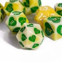 Thumbnail for 7pcs Dice Resin Pattern Hearts Green Font Yellow