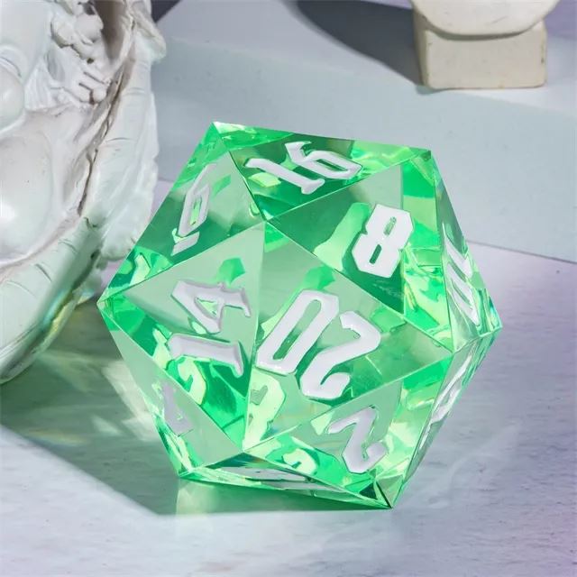 Clear & Green Sharp Acrylic - D20 RPG Dice