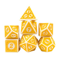 Thumbnail for Yellow Lattice on White Acrylic - 7pcs RPG Full Dice Set White Stack