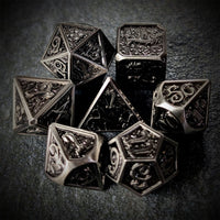 Thumbnail for Silver Metal with Dragon Font - 7pcs RPG Dice Set