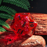 Thumbnail for Candy in Red with Gold Foil Sharp Resin - D20 RPG Dice