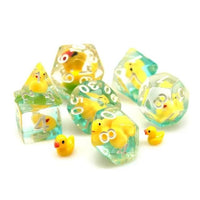 Thumbnail for 7pcs Dice Resin Filled White Font Yellow Duck Blue Clear
