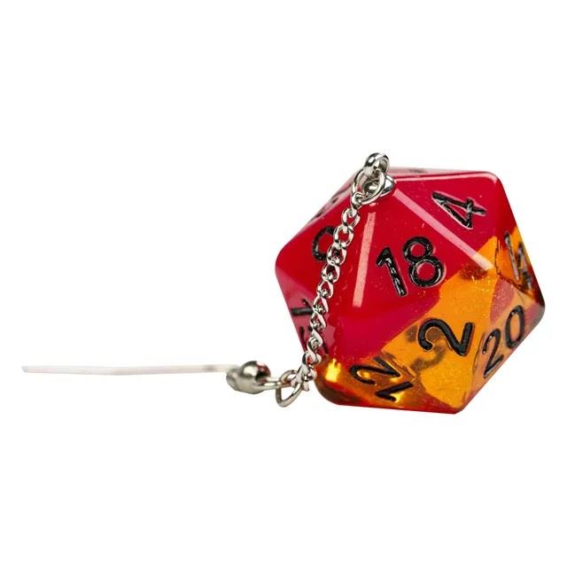 Red & Amber Resin Layered - D20 Earings